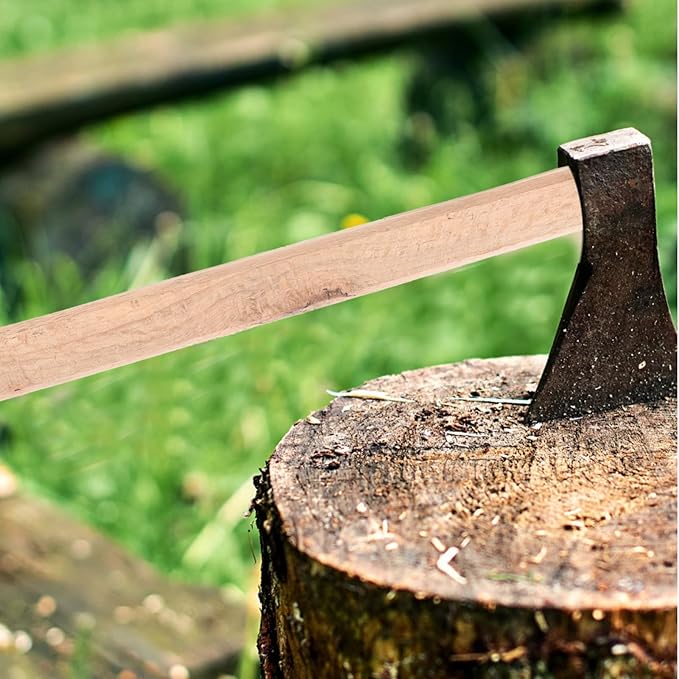 Tofficu Wooden Hatchet Handle Replacement 2-Piece Set Sturdy Flat Design for Camping and Outdoor Use Compatible Standard Hatchets