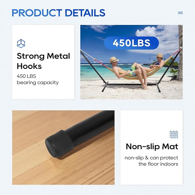 Hammock Stand Portable Heavy Duty Hammock Stand Portable Steel Stand Only for Outdoor Patio or Indoor with Carrying Case (No Hammock)