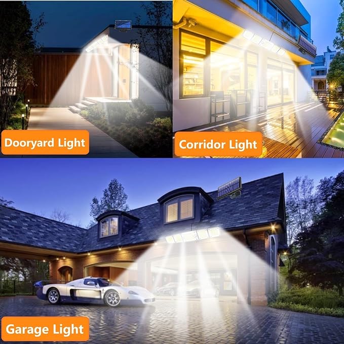 Solar Outdoor Lights - 7600Lum 240° Dual Motion Sensor 560 LED Separate Panel16.5Ft CableDusk to Dawn Lighting Mode Security Solar Powered Flood Light for Porch Yard Shed Wall