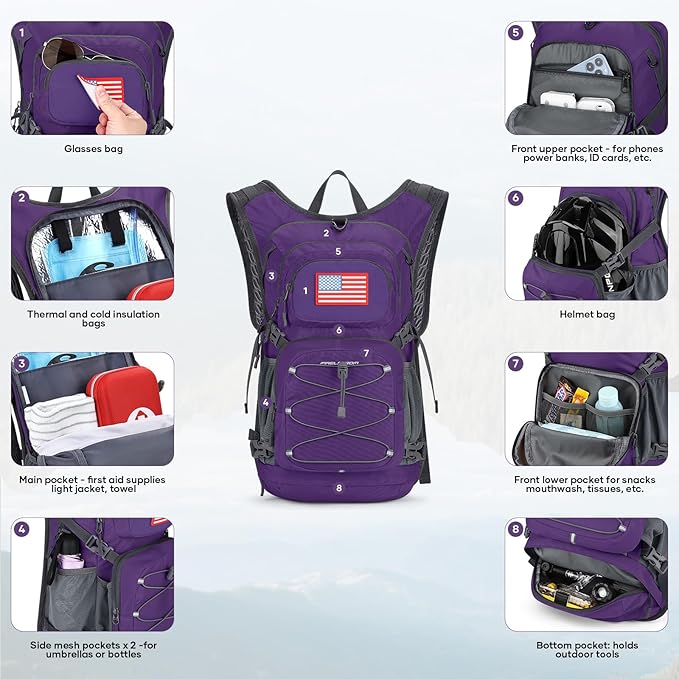 Maelstrom Hydration Hiking Backpack with 2L/3L Water Bladder High Flow Bite Valve Water Backpack Men Women Lightweight Insulation for Hiking Cycling Running Climbing Camping