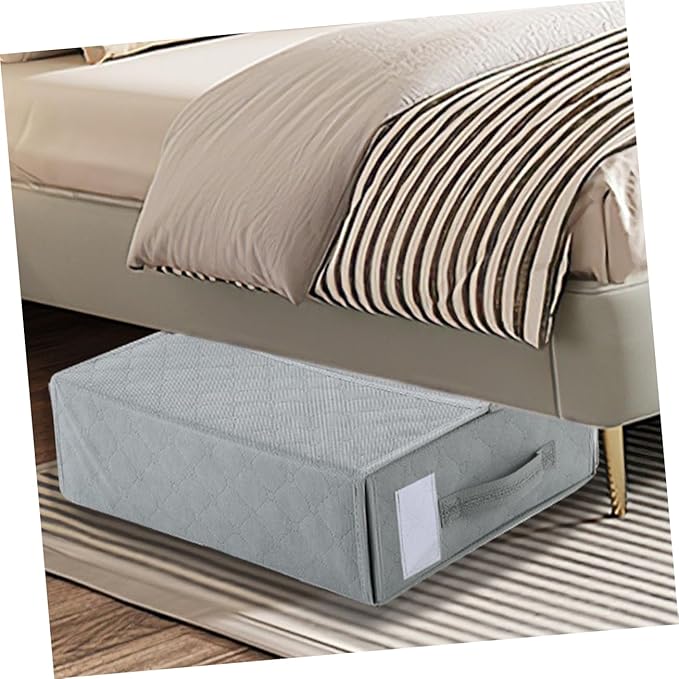 Foldable Bedding Organizer Zipper Closure Compact Storage Bin for Bed and Blankets Closet Storage Box Elegant Design for and Apartments Light Grey