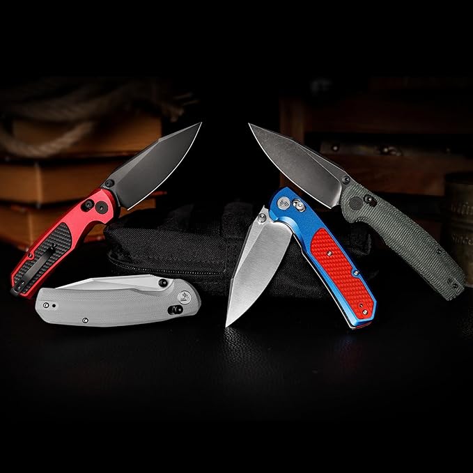 TRIVISA Pocket Knife 3.34'' 14C28N Silver Blade Folding Knife for Men Women Grey G10 Handle Folding Pocket Knives with Clip Axis Lock Thumb Studs Opener Outdoor Camping Knife Hornet-03G