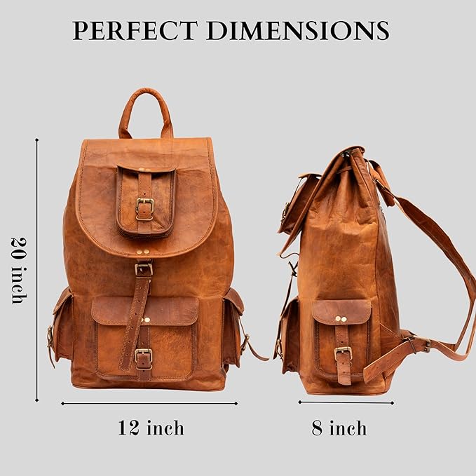 TWARA Vintage Leather Sports Backpack for Men &amp Women Handmade Full Grain Leather Gym &amp Travel Rucksack Large Capacity Outdoor Hiking Backpack College Sports Bag Workout Travel Daypack