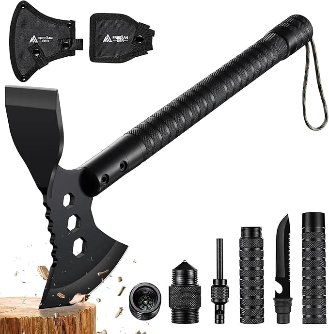 Freelander Tactical Axe Sharp Tomahawk with Sheath Durable Survival Hatchet for Emergency Hiking and Camping for Men Women