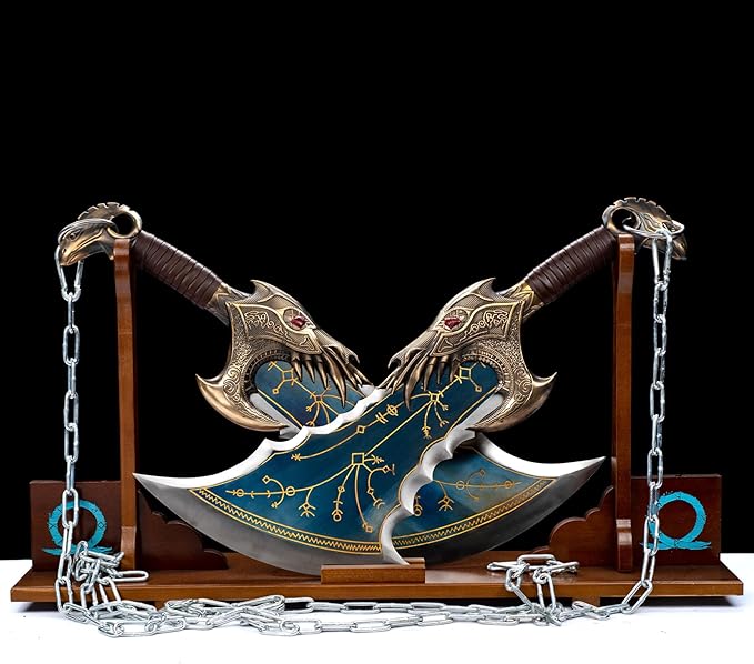 God of War Sword/6.6lb The Blades of Chaos （2 Sets）/5.64lb Leviathan's Axe/Hand Forged high Manganese Steel/Collection Role-Playing Gifts