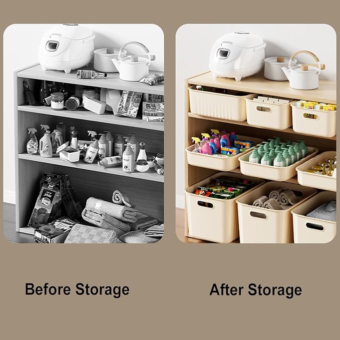 6 Pack Plastic Storage Bins Containers with Lids Sensory Bin with Handle  Craft Snacks Storage Organizing Container for Home Office and School Supplies Stackable Durable Multi-Purpose Box/Bin
