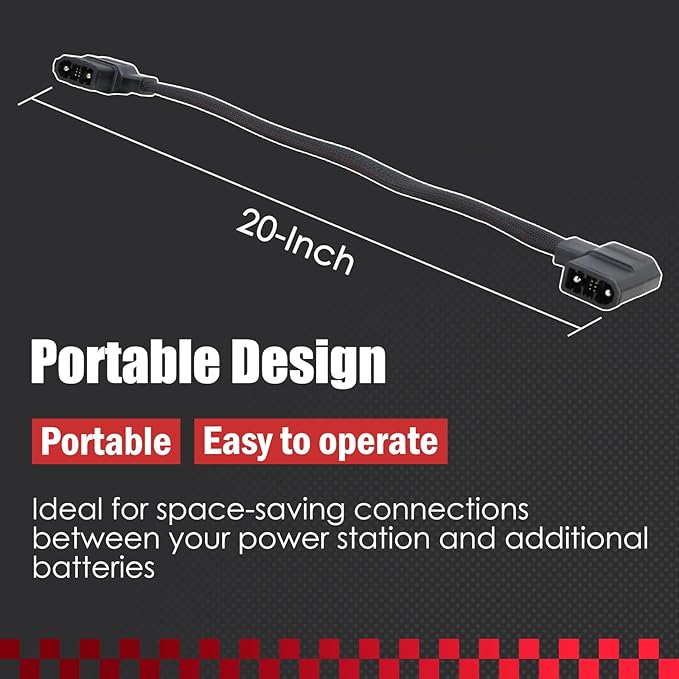 XT150 Extra Battery Cable Compatible with EcoFlow Delta Max Delta 2 Delta 3 (Plus/1500) Wave 2/3 - Not work with Delta Pro Delta Pro 3 Delta 3 Ultra or Delta 3 Max Plus Models - 20 Inchs