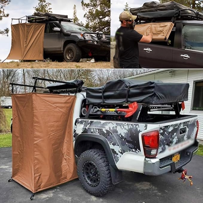 Car Camping Shower Tent Overland Shower Awning SUV Truck Bathroom Tent Privacy Shelters Car Side Shower Room Portable Shower Tent for Camping