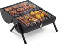 Outvita Portable Charcoal Grill with Thermometer Dual-Sided Small Tabletop Barbecue Grill for Outdoor Camping BBQ Cooking Backyard Party Heavy Duty Easy Assembly (Black)