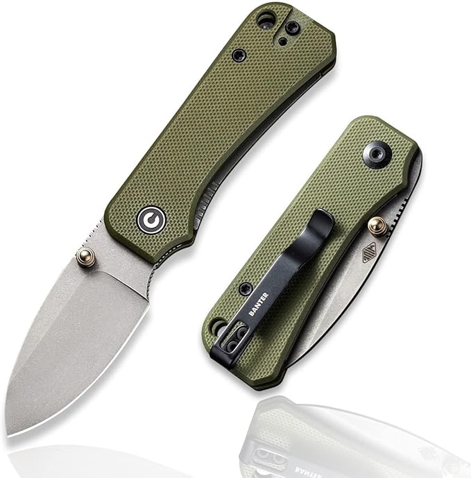 CIVIVI Baby Banter Small Pocket Folding Knife for EDC 2.34 Blade Ultra-compact Knife with Titanium Thumb Stud Opener C19068S-5 (Green)