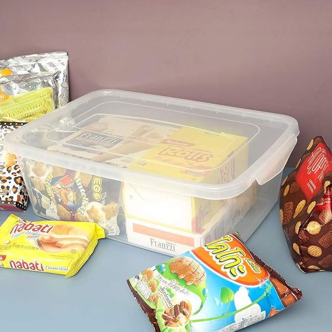 14 Quart Plastic Storage Bins with Lid Clear Latching Box Set of 4