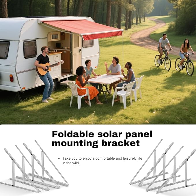 8 Pack 45inch Adjustable Solar Panel Tilt Mount Brackets with Foldable Tilt Legs for 45 Panels | 2400Pa Windproof Adjustable Brackets Kit for RV/Roof/Ground Fits EcoFlow/Jackery/Bouge RV
