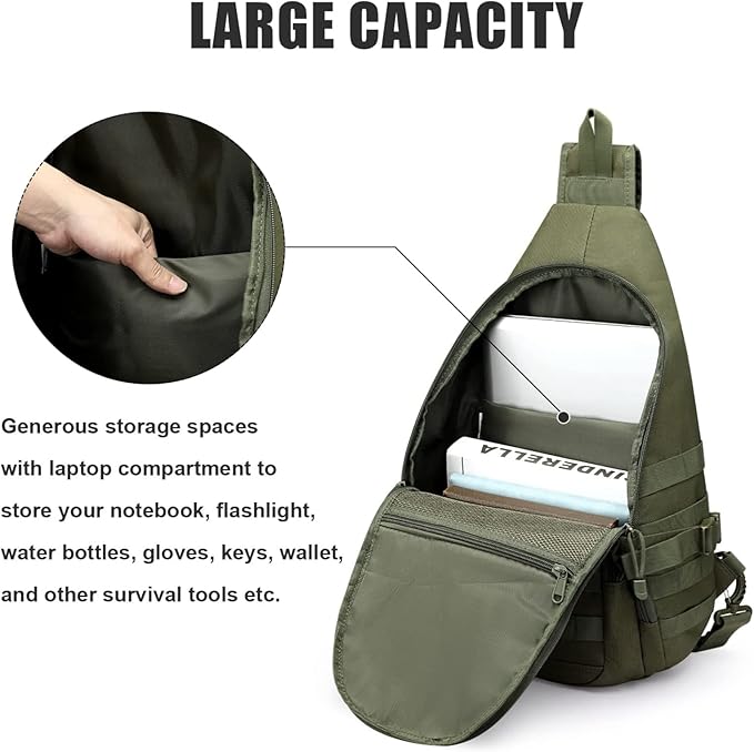 G4Free Tactical EDC Sling Backpack Military Rover Shoulder Sling Bag Pack with Pistol Holster for Concealed Carry | EDC Pack Pistol Holster Concealed Carry