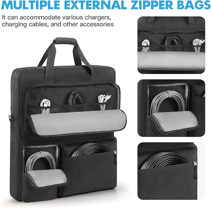 Travel Carrying Case Compatible with ECOFLOW 110W 160W 220W - Solar Panel Storage Bag for 2 Battery Panels Double-Layer Solar Panel Carrier with Shoulder Strap Multiple Pocket