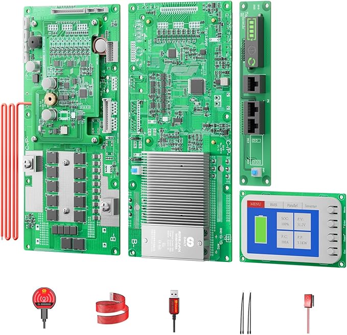 DALY BMS 48V 16S 100A - 1A Active Balance BMS with Bluetooth LCD Touch Screen RS485 CAN for LiFePO4 Home Energy Storage Solar Inverter System