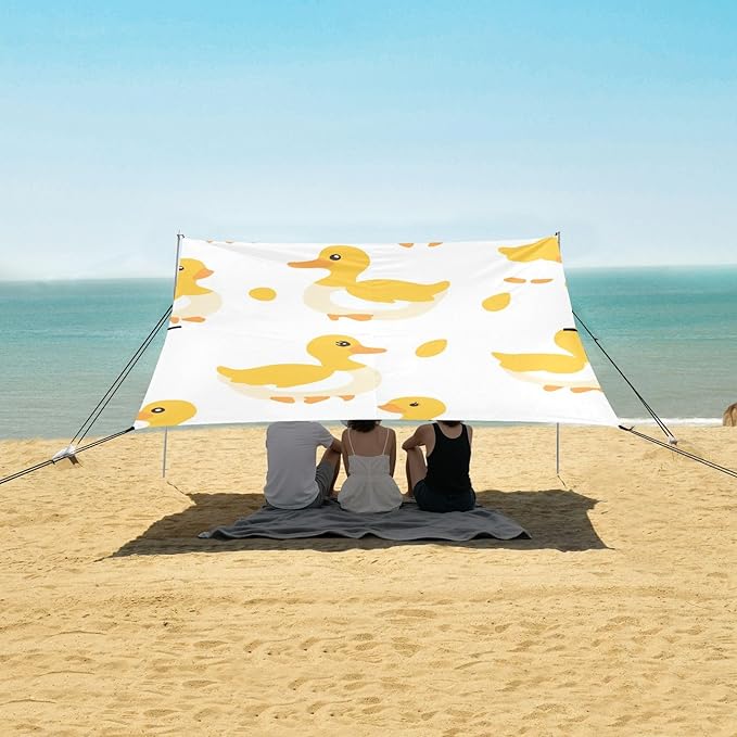 ALAZA Funny Cute Duck Beach Tent Sun Shelter Portable Canopy Sunshade for Outdoor Camping Picnics Backyard Fun 10x9 ft