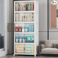 UAMFURI Stackable Storage Bins with Lids 260QT Closet Organizers and Storage with Doors and Wheels Extra Large Storage Cabinet Collapsible Plastic Drawers for Bedroom Dorm Office Garage