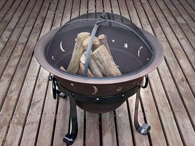 Cast Iron Fire Pits Outdoor Round Wood Burning Fire Pit Bowl with Mesh ScreenFireplace Poker29 inch cast Iron Black