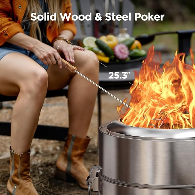 Ciays Smokeless Fire Pit 21 Inch Portable Wood Burning Firepit for Camping &amp Backyard Outdoor Fire Pit with Patented Technology Steel Grill Rack Fire Poker &amp Carry Bag Easy Setup