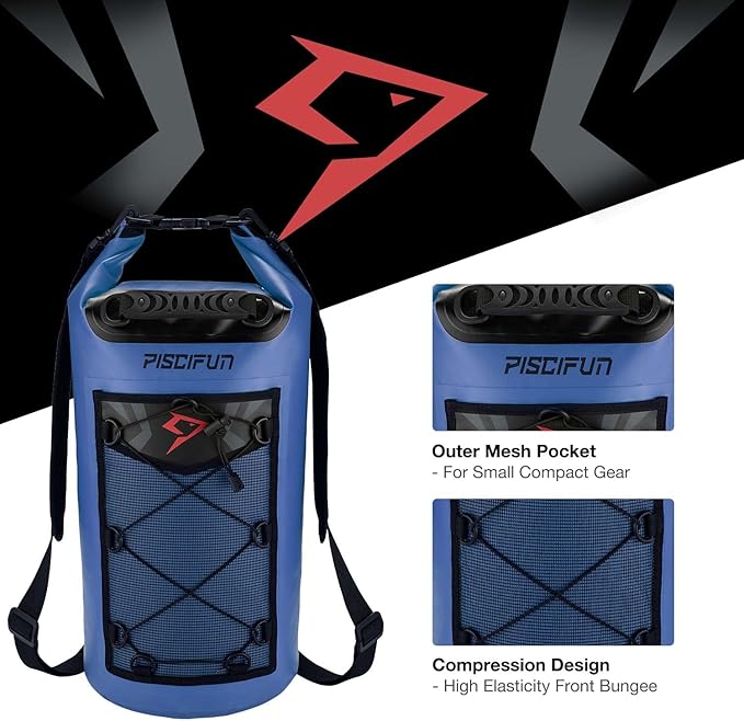 Piscifun Dry Bag Waterproof Floating Backpack 10L/20L/30L/40L with Waterproof Phone Case for Boating Kayaking Fishing