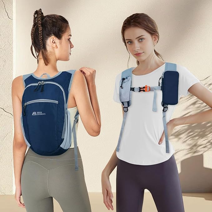 Hiking Backpack 10L/15L Small Daypack Lightweight Packable Travel Foldable Water Resistan for Women Men (Navy Blue 10L)
