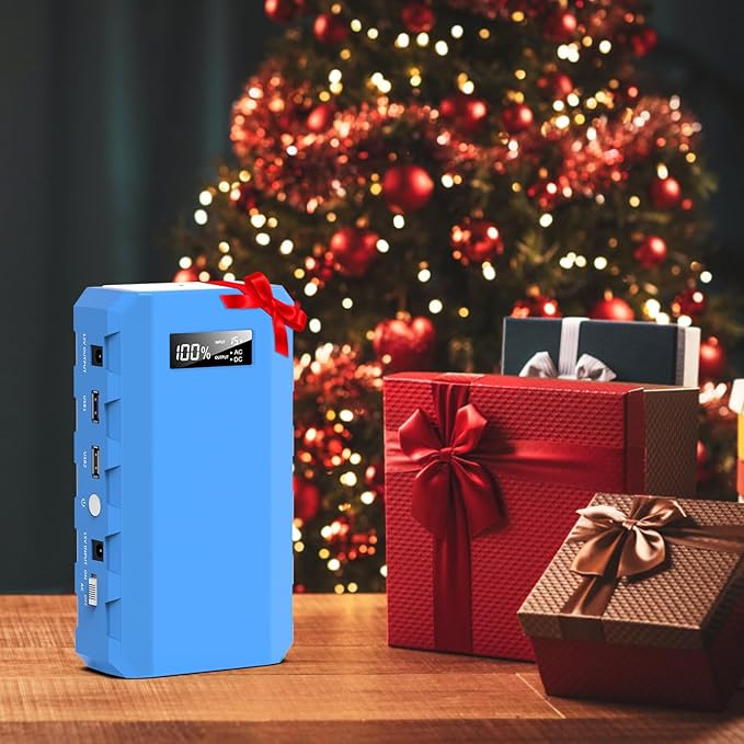 Portable Power Station with AC Outlet Powkey 65W/110V External Battery Pack 24000mAh/88.8Wh Power Pack Portable Power Source Supply Backup for Outdoor Tent Camping Home Blue