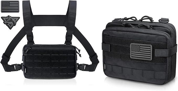 WYNEX Tactical Chest Rig Pack for Men Running Chest Bag with Front Loop Airsoft Recon Chest Rigs for Hunting Outdoor EDC WYNEX Tactical Large Admin Pouch of Double Layer Design Molle EDC Pouch