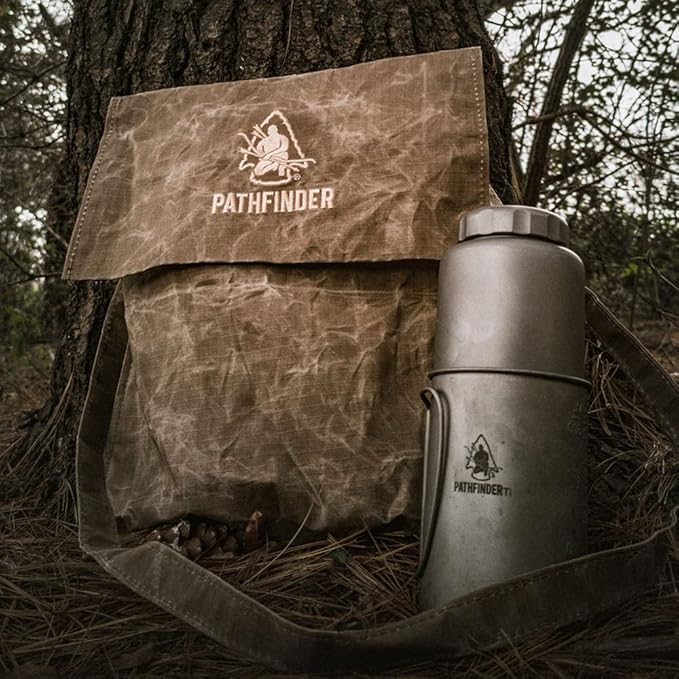 The Pathfinder School Durable Ripstop Waxed Canvas Bag - Haversack - Bushcraft Gear - Single Strap Hiking Pack Gathering Satchel - Pathfinder Survival Bushcraft Bag - 15 x 12