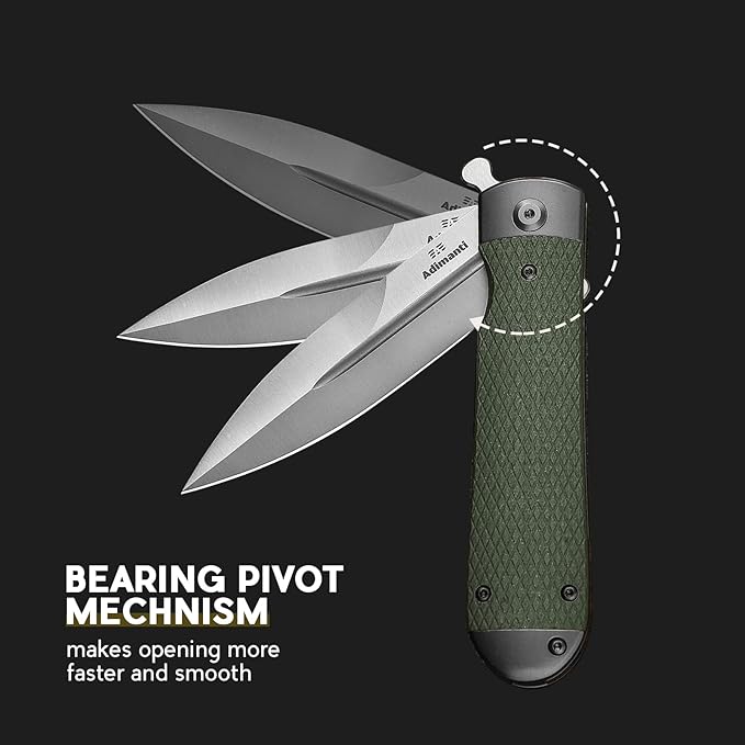 Ganzo Firebird Adimanti Samson-GR Folding Pocket Knife Razor Sharp D2 Steel Blade Ergonomic G10 Anti-Slip Handle with Clip Hunting Fishing Camping Gear Outdoor Flipper EDC Pocket Knife (Green)