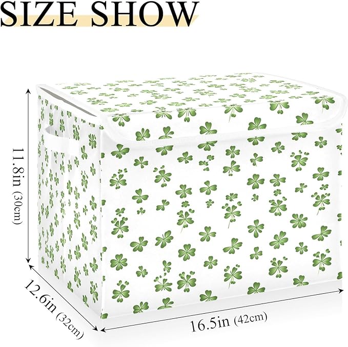 Fresh Clover Fabric Storage Bins with Lids and HandleFoldable Storage Bins with LidsCloset Organizers for Clothes Storage Room Organization Office Storage Chest Organizer