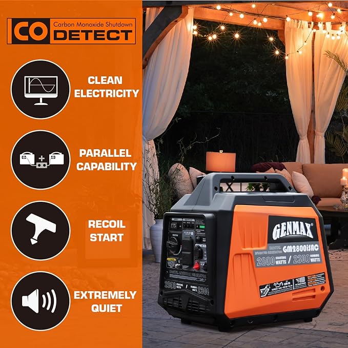 GENMAX GeneratorEPA Compliant Eco-Mode Feature Ultra Lightweight for Backup Home Use &amp Camping