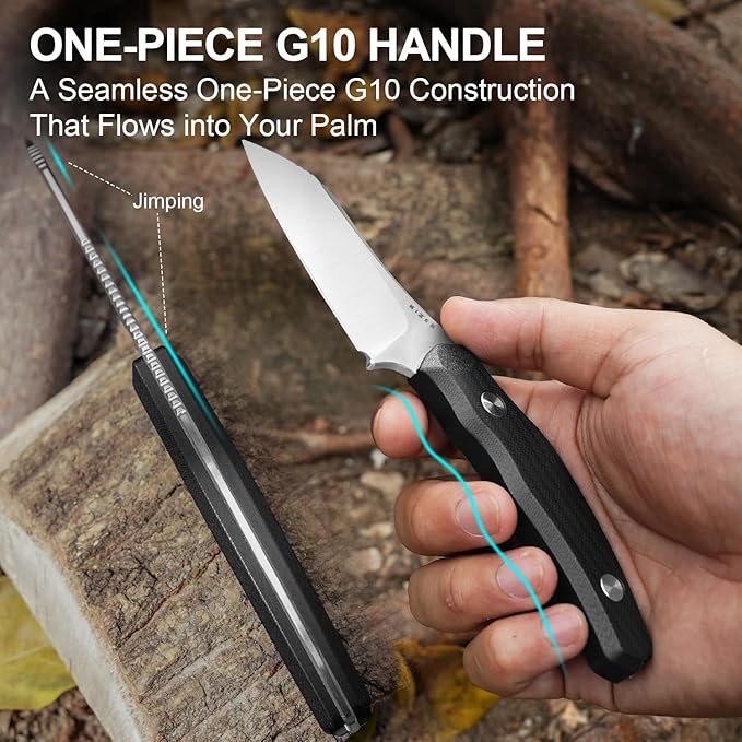 Kizer Bulldog Fix Fixed Blade Knife 2.97 Sheepsfoot 14C28N Blade Hunting Knife with Sheath Black G10 One-Piece Handle EDC Camping Knives for Outdoor Survival 1116A3