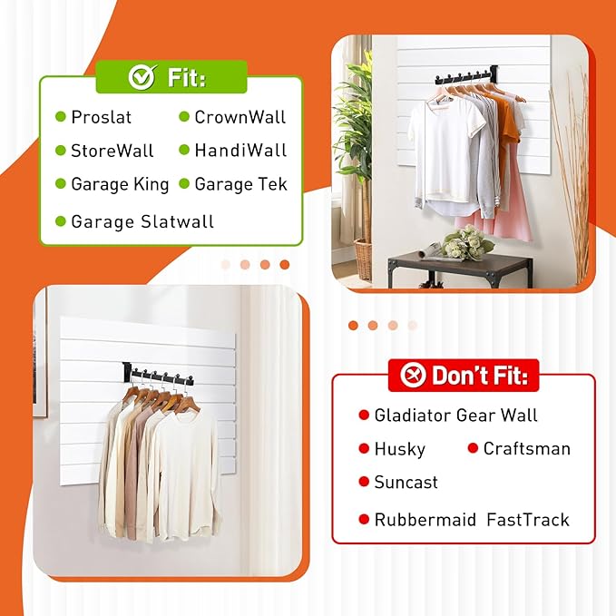 12 Inch Waterfall Slatwall Display Hooks with 6 Balls Heavy Duty Tube Slat Wall Hanger Slatwall Accessories for Retail Display Clothing Bags Accessories(12 Pack)