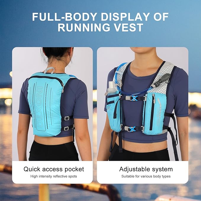 INOXTO Running Hydration Vest BackpackLightweight Insulated Pack with 1.5L Water Bladder Bag Daypack for Hiking Trail Running Cycling Race Marathon for Women Men