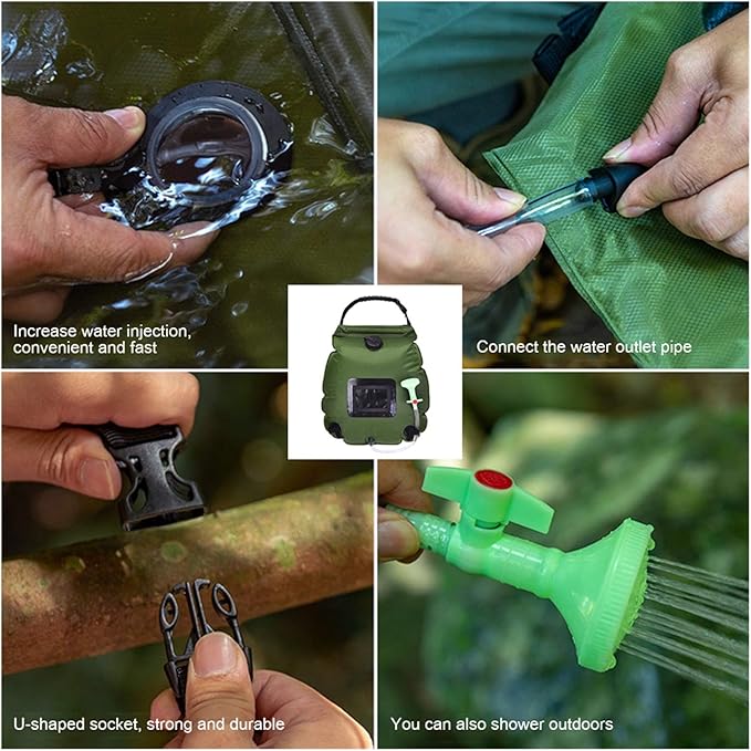 Portable 20L Portable Package Camp Hike Shower Bag Outdoor Bathing Product Outdoor Camping Accessories (Color : Green)