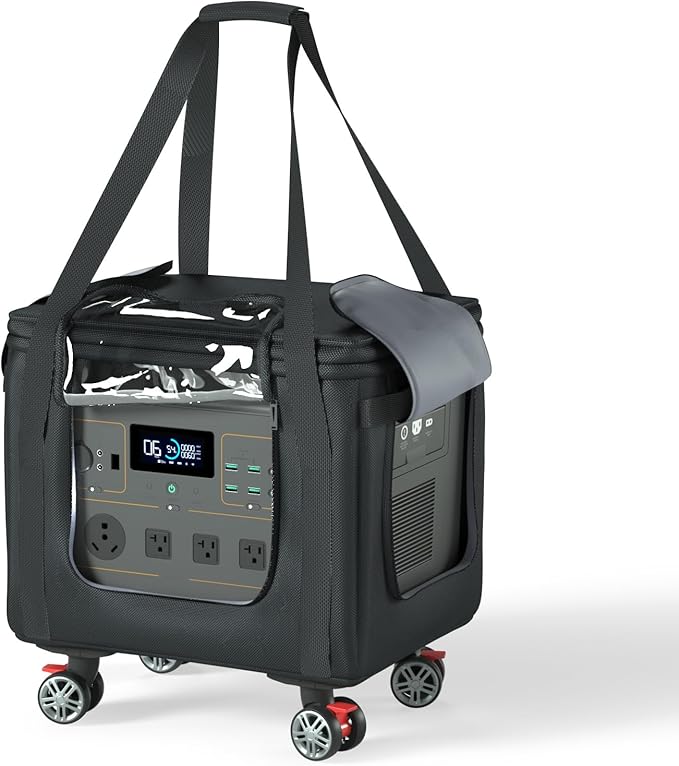 Power Station Carrying BagEasy to Carry360°Universal Wheels Waterproof&ampDustproof 15x13x12in Fit1200w-2000w Dabsson/BLUETTI/FOSSIBOT/VTOMAN/JackeryTravel Camping PartiesRV