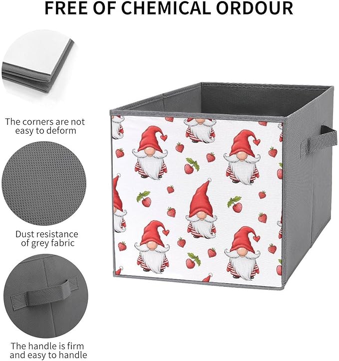 Collapsible Storage Bins with Handles Gnome Large Capacity Foldable Cube Box for Blankets Comforters Pillows Perfect for Linen Closet Storage