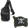 M-Tac Tactical Bag Shoulder Chest Pack with Sling for Concealed Carry &amp Morale Patch Jolly Roger Pirate Flag - PVC Patches