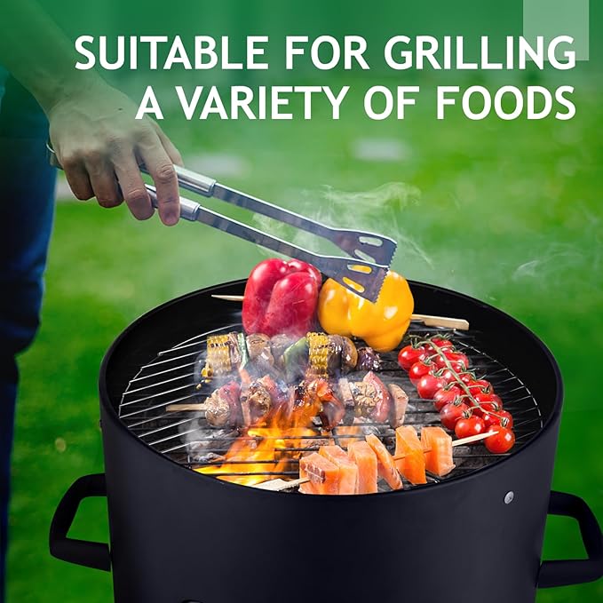 46.8 Vertical Steel Charcoal Smoker GrillHeavy Duty BBQ GrillsOutdoor Camping Backyard Barbecue GrillMetal Barbecue Smokerswith Thermometerfor Patio Garden Beach Porch Lawn Yard (Black)