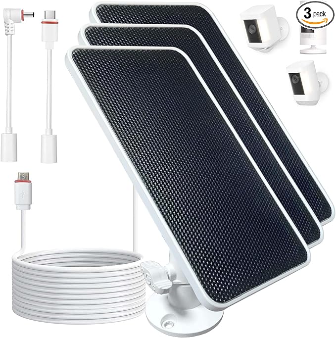 DIANMU Solar Panel Compatible with Spotlight Cam/Plus/Pro Battery Stick Up Cam/Plus/Pro Battery SimpliSafe Security Camera 13FT Weatherproof Cable Aluminium Alloy Mount (3 Pack)