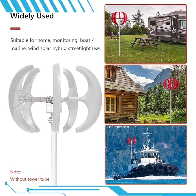 16000W Wind Turbines Generator5 Blades 12V/24V/48V Vertical Axis Wind Turbines Generator Kit3 Phase AC Permanent Magnet Generator Kit for Home Hybrids Streetlight Use(White48V)