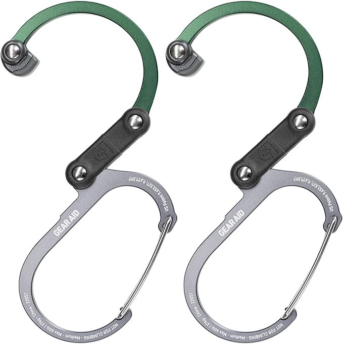 GEAR AID HEROCLIP 360° Swivel Carabiner Gear Clip and Hook (Medium) for Camping Backpack Suitcases and Garage Organization