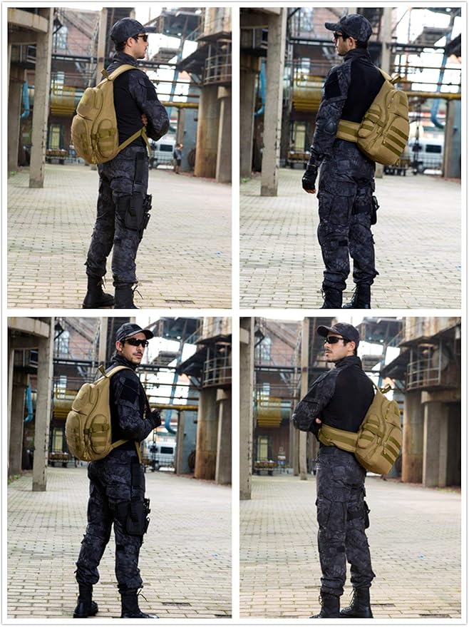 UNISTRENGH Tactical Military Sling Chest Daypack Crossbody MOLLE Laptop Backpack Large Shoulder Duffel Bags Gear Duty Pack (Black)