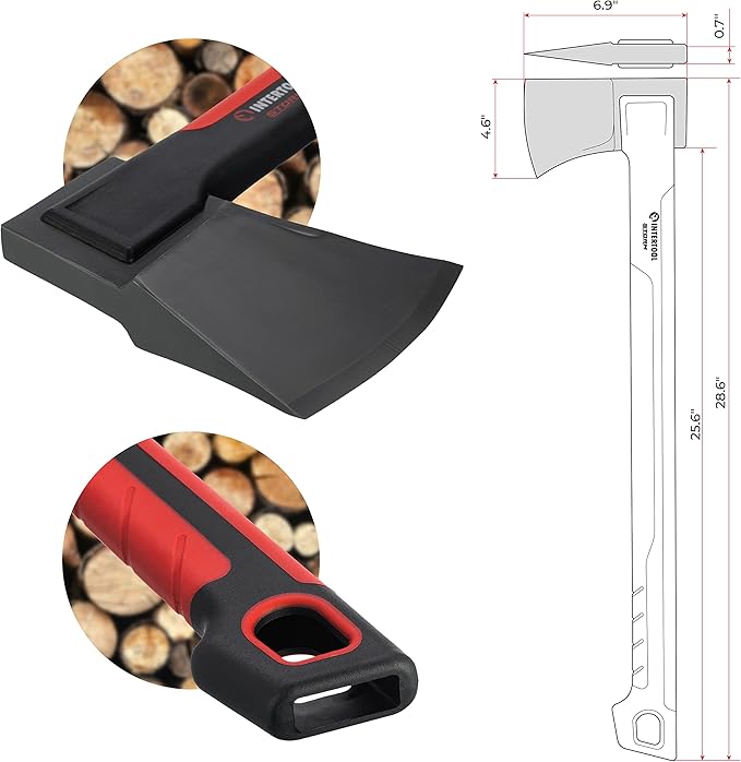 INTERTOOL Wood Splitting Axe 28” - Maul for Firewood - Splits Medium to Large Rounds - Composite Shock Absorbing Non-Slip Handle - Carry Sheath - HT08-0298