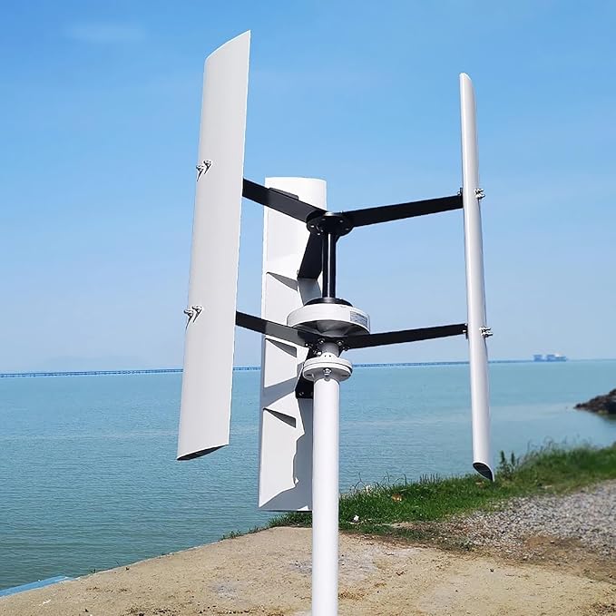 800W 24V Vertical Axis Wind Turbine VAWT 3 Blades Wind Power Generator Off Grid System Kits Low Noise Wind Generators with MPPT Charge Controller to Charge 24V Battery