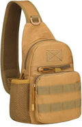 Tactical Shoulder Bag Men Hiking Backpack Nylon Outdoor Hunting Fishing Molle Trekking Sling Bag(Khaki)