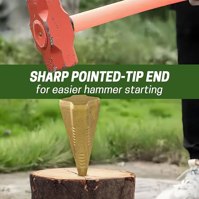 Wood Splitting Wedge 4 LB Manual Log Splitting Tool Heavy Duty 4-Direction Steel Splitter for Tree Felling Wood Chopping Land Management