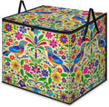 XL Large Clothes Storage with Lid Handle Mexican Large Thick Clothes Blanket Storage Containers for Organizing Bedroom Closet Comforter Organization Storage Mexico Style Floral Bird