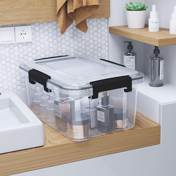 10 Liter Plastic Airtight torage Conatiner 6 Pack Clear Boxes with Seal Circle/Latch Lids