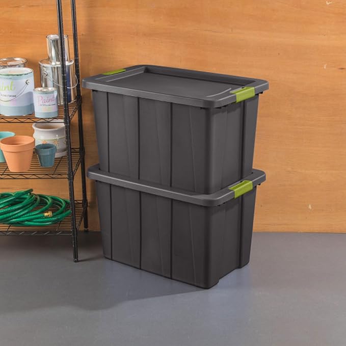 Sterilite 8-Pack Storage Bins with Lids Heavy Duty Totes Tuff1 30 Gallon Flat Gray